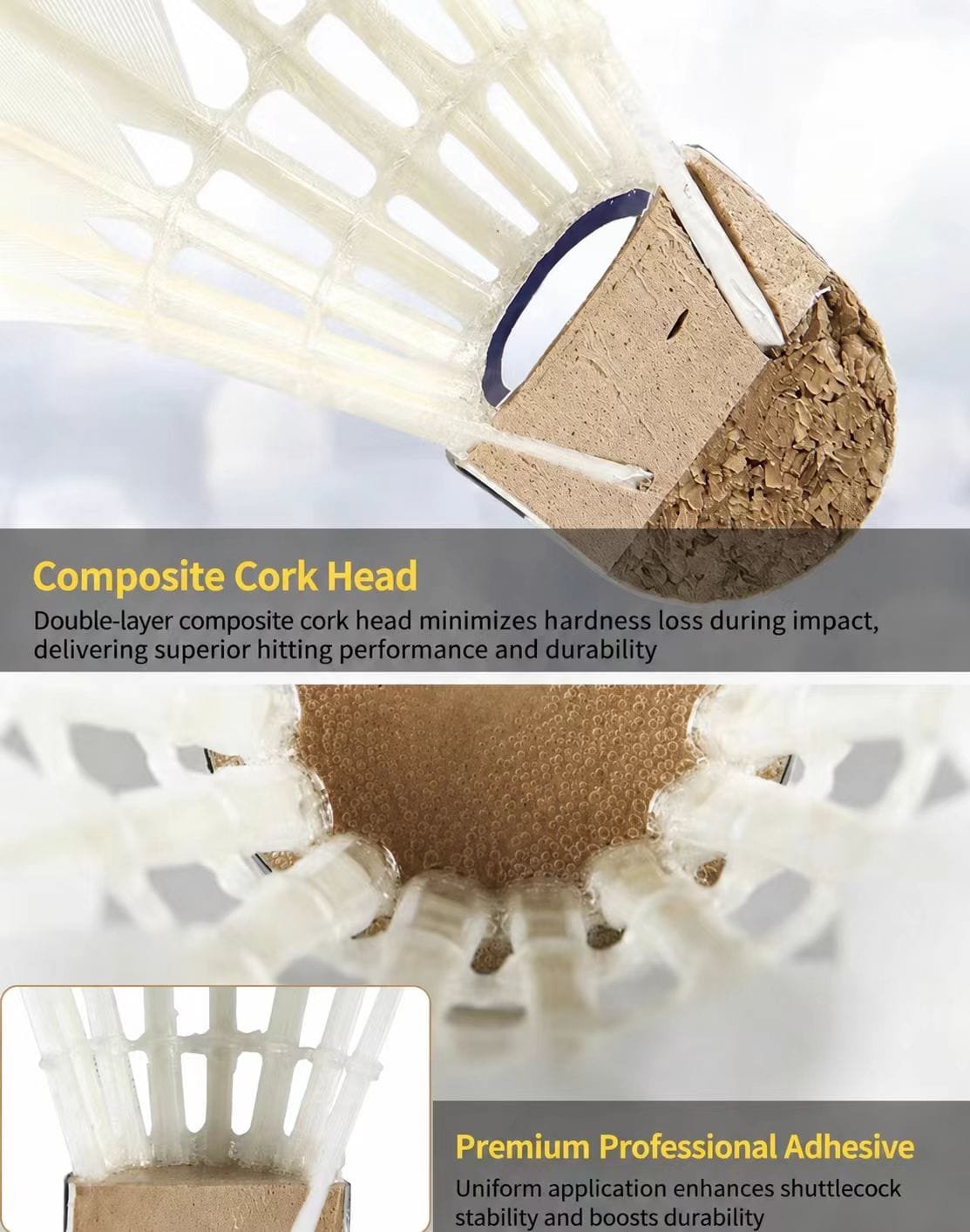 China TOP OEM Badminton Factory: Custom Goose Duck Feather Shuttlecocks with Composite Cork, Natural Cork & 3-Piece Cork Heads | OEM & Wholesale at badmintonsupplier.com